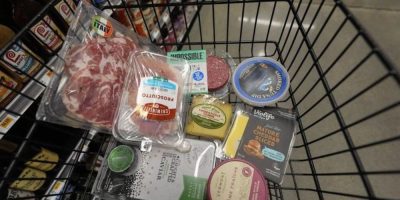 Shopping cart with groceries