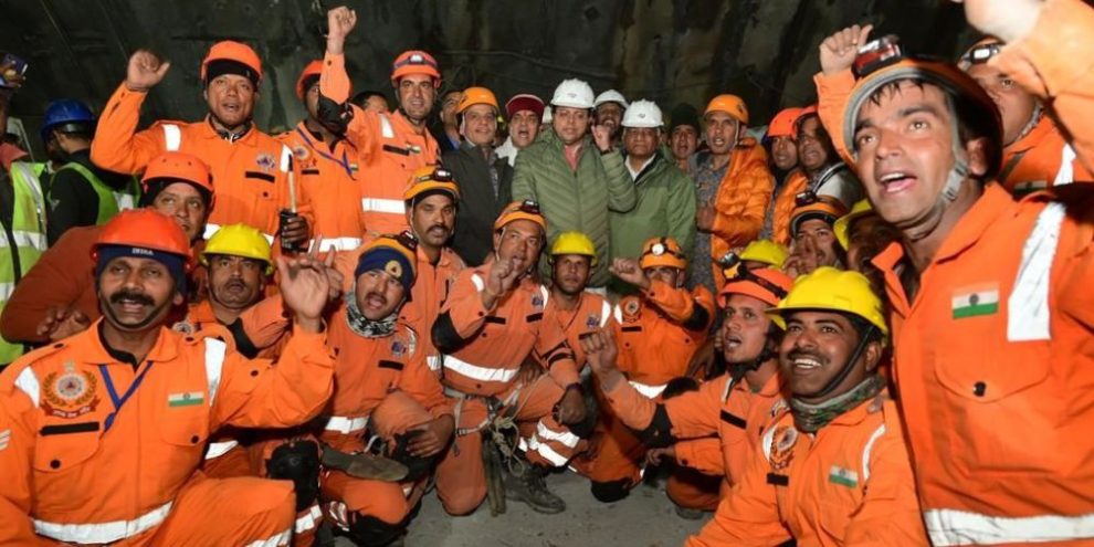 Trapped tunnel workers in India finally see the light of day