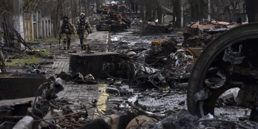 Ukraine accuses Russia of massacre, city strewn with bodies