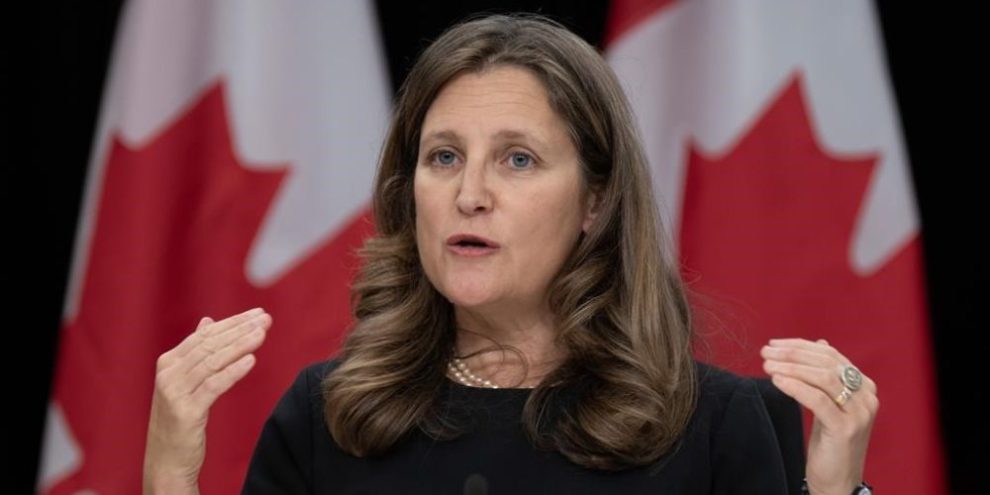 Freeland says feds will strike ’challenging’ balance in fall budget update