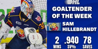 Colts' Sam Hillebrandt Named OHL Goaltender of the Week