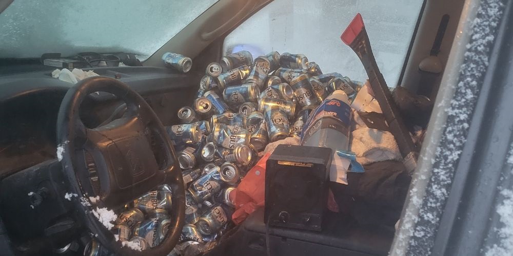Driver pulls into RIDE check in Grey County with a mountain of empty ...