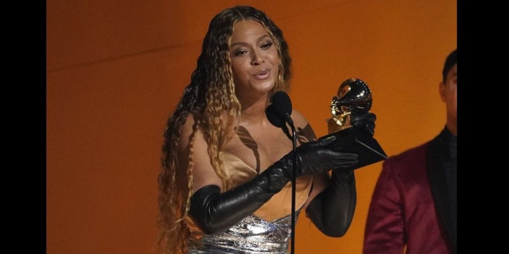 Beyonce accepts the award for best dance/electronic music album for "Renaissance" at the 65th annual Grammy Awards on Sunday, Feb. 5, 2023, in Los Angeles. (AP Photo/Chris Pizzello) Chris Pizzello