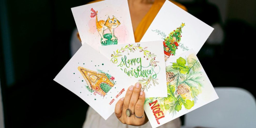 Christmas cards via pexels from Anna Tarazevich