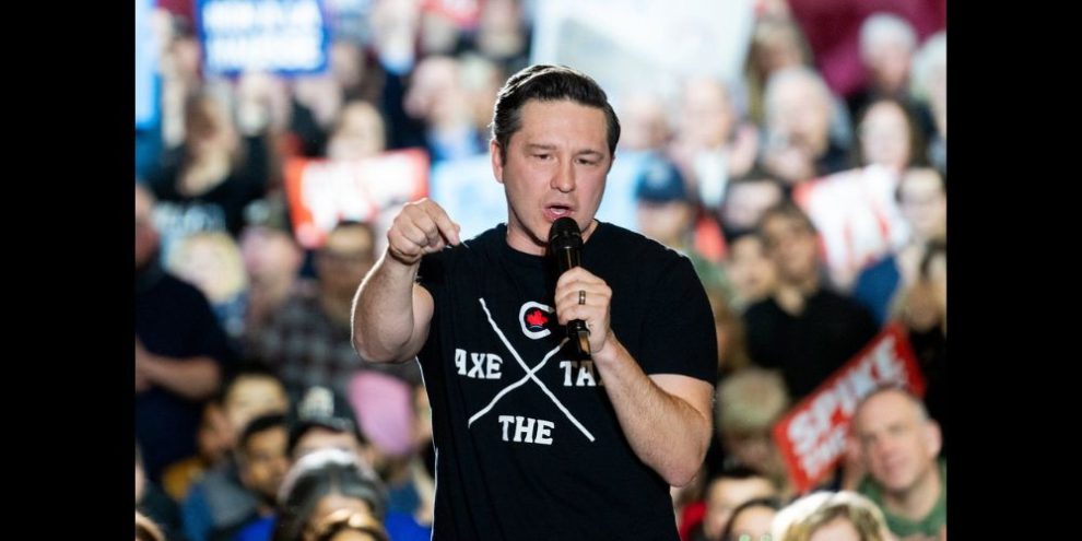 Conservative Party Leader Pierre Poilievre speaks during a rally in Ottawa, on Sunday, March 24, 2024. THE CANADIAN PRESS/Spencer Colby