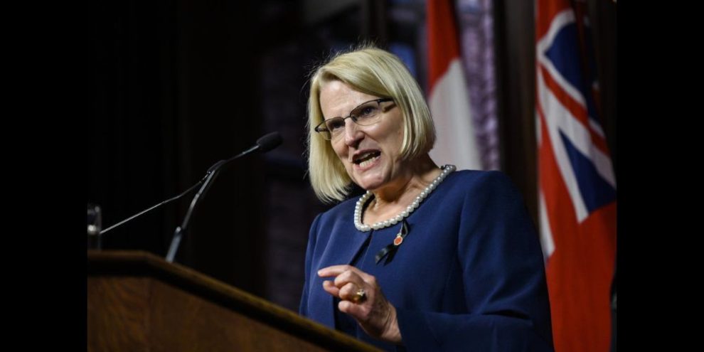 Health Minister Sylvia Jones speaks with media at Queen’s Park in Toronto on September 14, 2022. THE CANADIAN PRESS/Christopher Katsarov