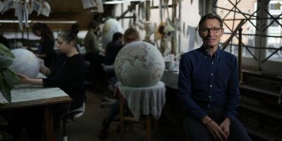Peter Bellerby, the founder of Bellerby & Co. Globemakers speaks at his studio in London, Tuesday, Feb. 27, 2024.