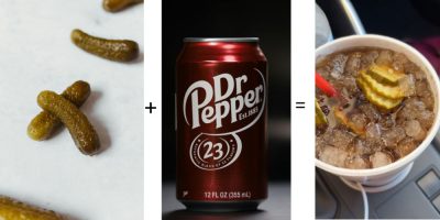 pickles dr pepper. images from pexels