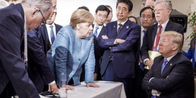 Angela Merkel speaks with Donald Trump