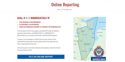 South Simcoe Police Service online reporting system