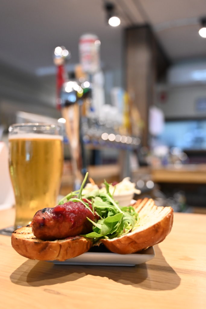 Local elk sausage from Coldwater with local cranberries