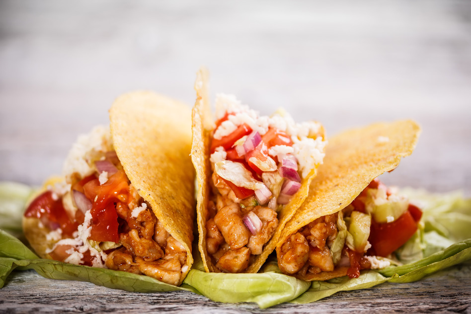 Tacos with lettuce, cheese and tomato at Yo!! Taco in downtown Barrie.