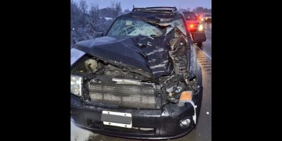 Truck Tire Strikes Vehicle