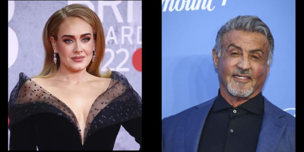 adele, sly stallone via AP photos/ Joel C Ryan