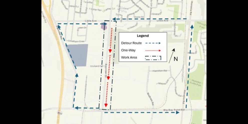 Bayview Drive construction detour route