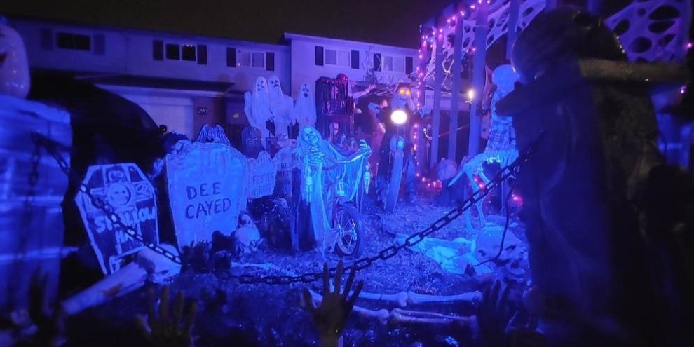 Scary house decorated for Halloween in Barrie