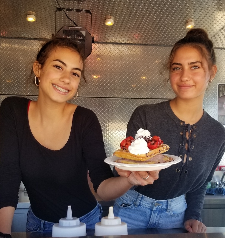 17 year-old Emma Khan & her 15 year-old sister Isabella of EmBella’s Ice Cream and Waffles 