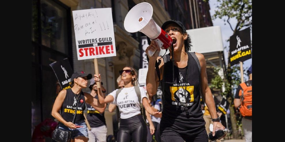 SAG-Writer strike via AP- AP Photo/Mary Altaffe