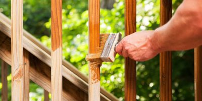 Staining a deck or fence