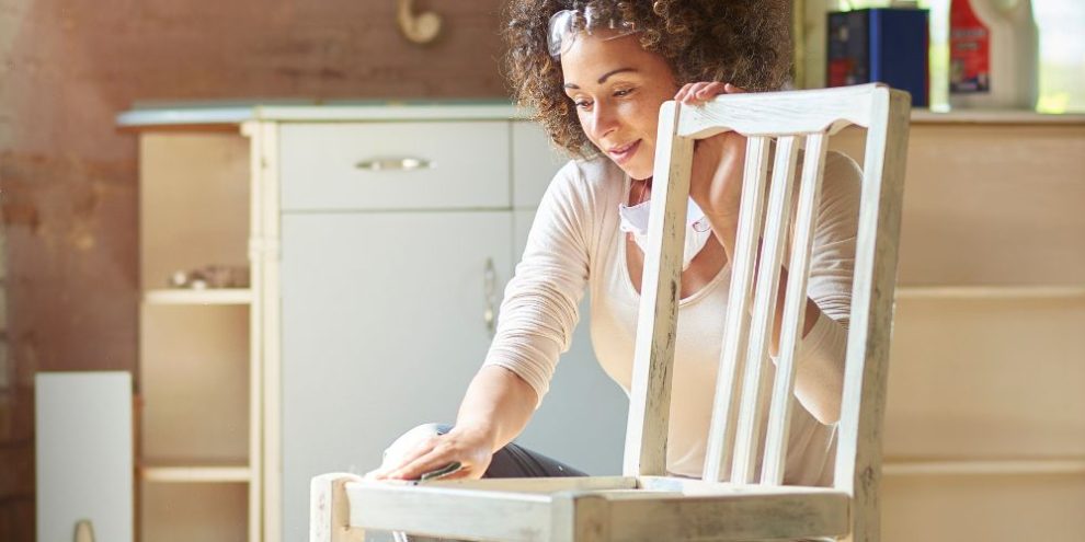 sanding to upcycle furniture