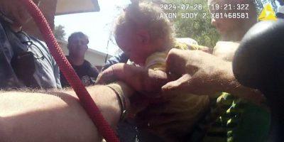 14-month-old boy rescued after falling down narrow pipe in the yard of his Kansas home