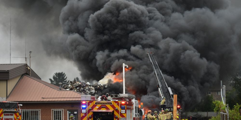 Fire crews battling blaze at Barrie recycling facility