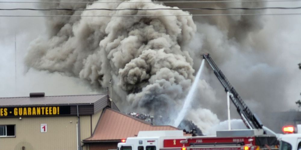 Fire crews battling blaze at Barrie recycling facility