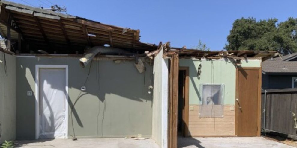 Half a house for half a million dollars: Home crushed by tree hits market near Los Angeles