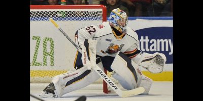 Barrie Colts' goalie Ben Hrebik