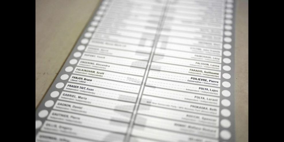 A ballot for the riding of Carleton in the 2025 Canadian Federal Election.