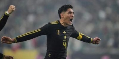 Mexico midfielder Edson Álvarez (4) celebrates after scoring