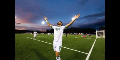 Bryan Rosa celebrating a goal.