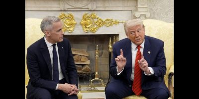 Mark Carney and Donald Trump in their first official meeting
