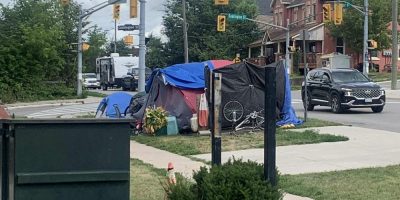 'They're just trying to survive': Tents line Mulcaster St., near courthouse, Busby