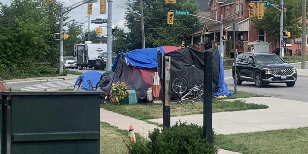 'They're just trying to survive': Tents line Mulcaster St., near courthouse, Busby