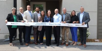 Administration staff from RVH and local politicians gather for the official opening of the regions first publicly-funded co-ed live-in addictions treatment centre in Barrie 08/06/2025. Photo by Julius Hern/Barrie360
