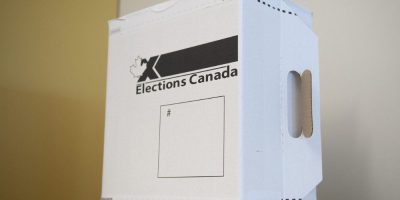 A sample ballot box is seen at Elections Canada's offices in Gatineau, Que., on Friday, Sept. 20, 2019. THE CANADIAN PRESS/Justin Tang