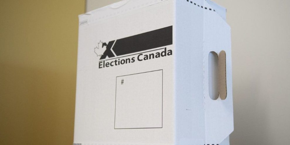 A sample ballot box is seen at Elections Canada's offices in Gatineau, Que., on Friday, Sept. 20, 2019. THE CANADIAN PRESS/Justin Tang