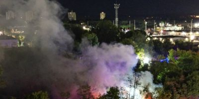 Debris fire at fenced-off former homeless encampment in Barrie