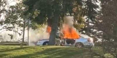 Man arrested following car fire at Tiffin Boat launch in Barrie