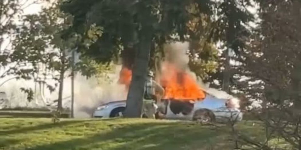 Man arrested following car fire at Tiffin Boat launch in Barrie