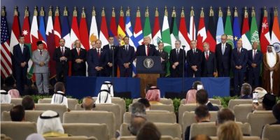 Trump urges leaders to put 'old feuds' aside as he calls for a new era of harmony in the Middle East