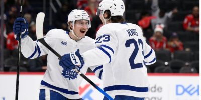 Jakob Chychrun scores as the Capitals rally past the Maple Leafs 4-2