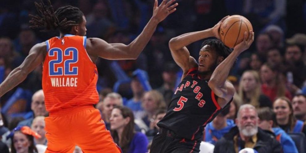 Quickley posts 23 points and 11 rebounds to lead rolling Raptors past Thunder 103-101