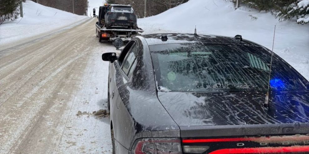 Snow-covered road doesn't slow down driver in Tiny Township