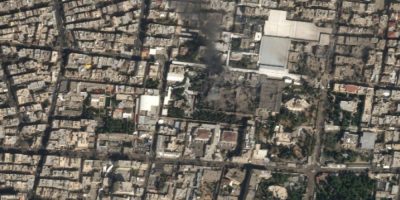Firemen and rescue workers inspect the site of an explosion at the Fairmont The Palm Hotel in Dubai, United Arab Emirates, Saturday, Feb. 28, 2026. (AP Photo/Altaf Qadri)