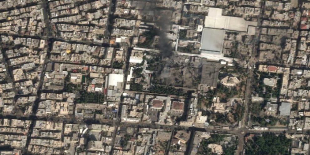 Firemen and rescue workers inspect the site of an explosion at the Fairmont The Palm Hotel in Dubai, United Arab Emirates, Saturday, Feb. 28, 2026. (AP Photo/Altaf Qadri)