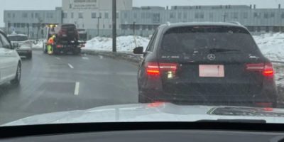 Barrie Police Service photo shows two vehicles pulled over minutes apart during traffic stops in the city’s north end on March 20, 2026.