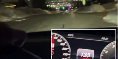 Screenshot from Instagram video showing a Barrie driver reaching 135 km/h in a 50 km/h residential zone.