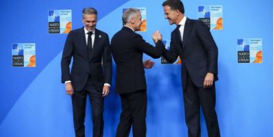Canadian Prime Minister Mark Carney greeted by NATO Secretary-General Mark Rutte at NATO Summit in The Hague, Netherlands, June 25, 2025.